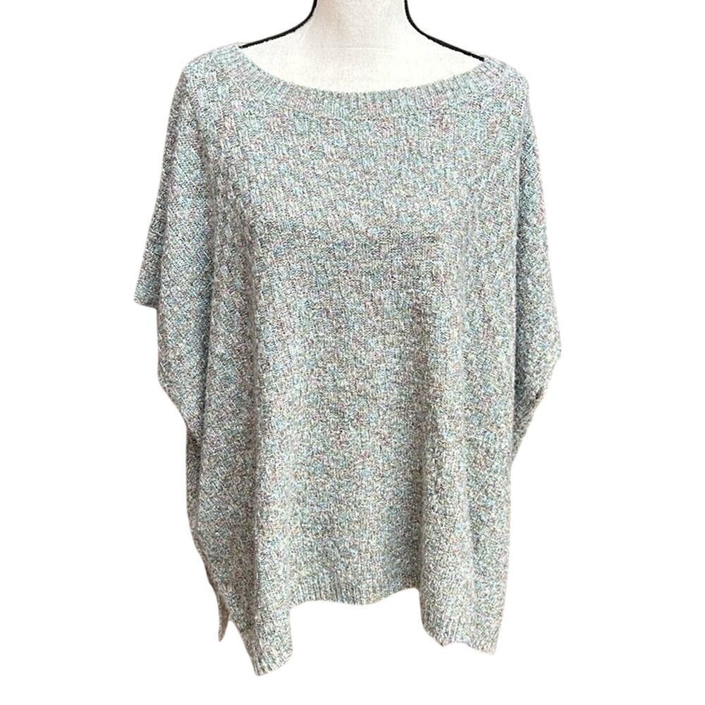 Johnny Was CALME Basket Weave Knit Poncho Sweater Sage Green NWT One Size